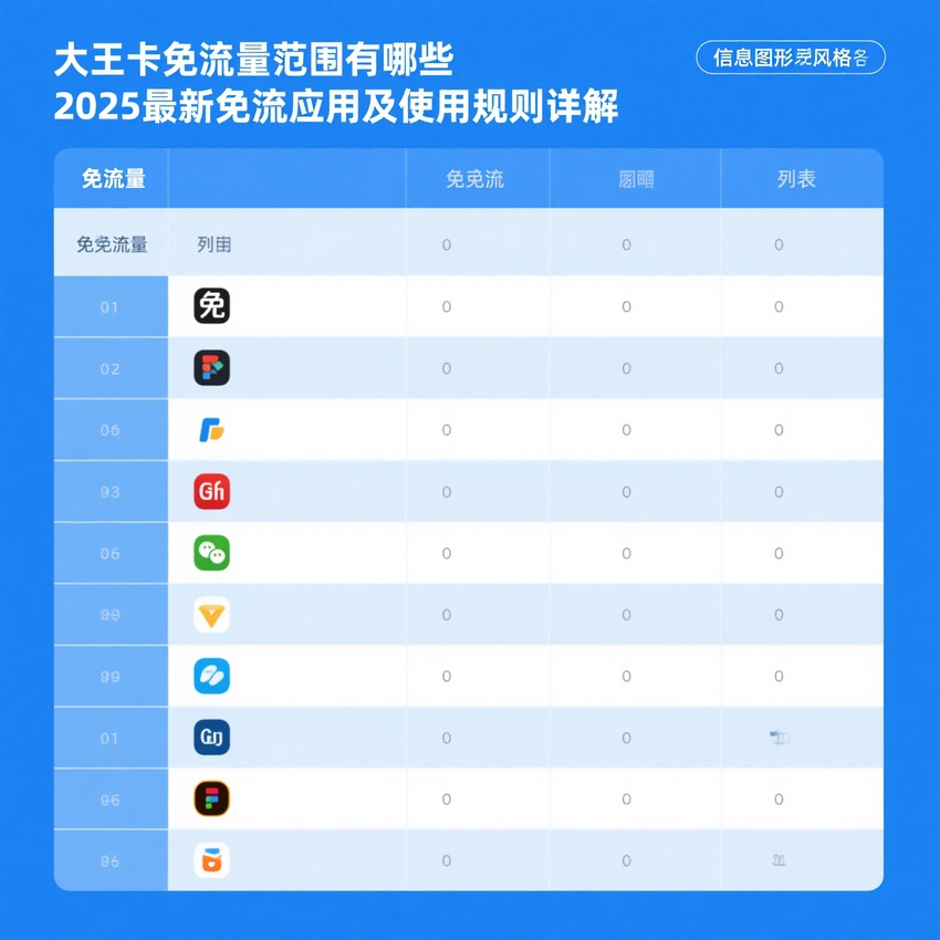 大王卡,免流量范围,免流应用,使用规则,2025